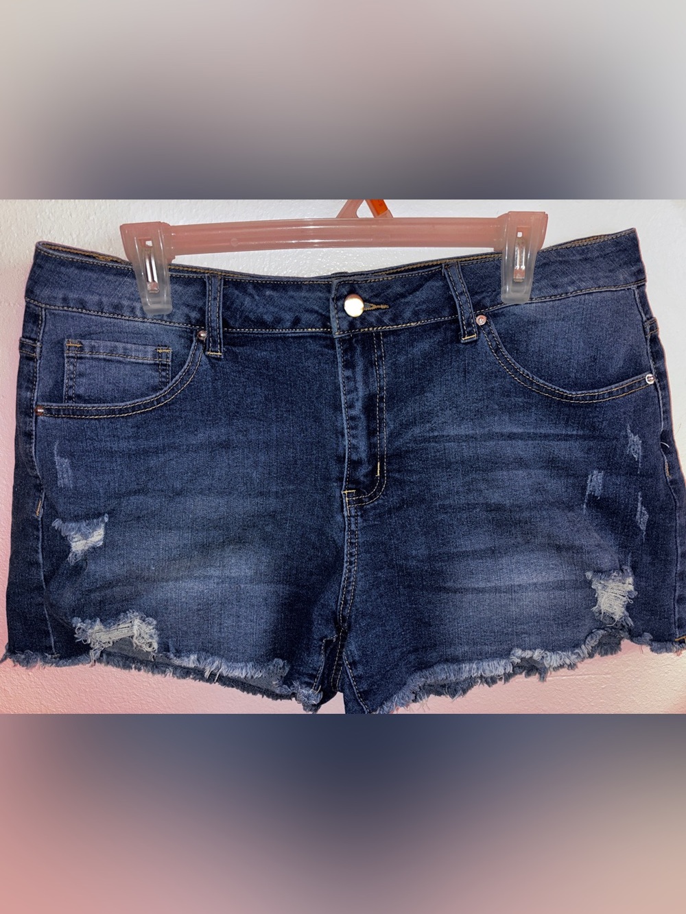 Distressed Dark Blue Denim Women’s Shorts
